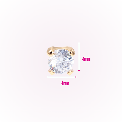 April – Cubic Zirconia Prong Set Threadless Flat Back Stud