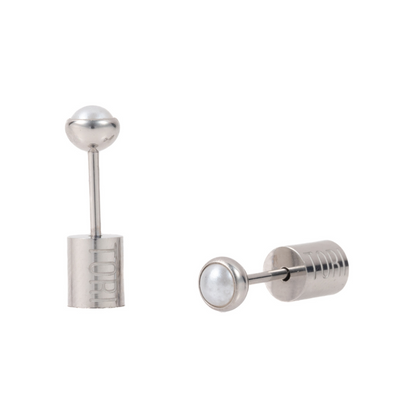 "Mikaela" Pearl in Stainless Steel – Sold as a Pair or Individually