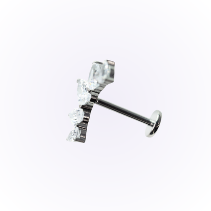 Queen – Pear Curve Cluster Cubic Zirconia Threadless Flat Back Stud