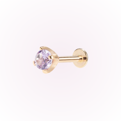 June – Alexandrite Prong Set Threadless Flat Back Stud