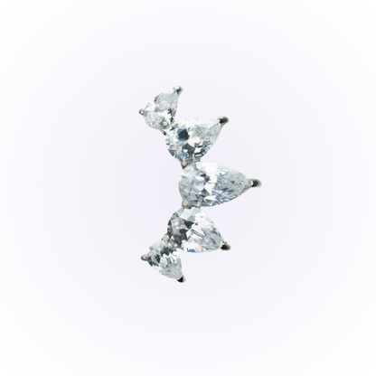 Queen – Pear Curve Cluster Cubic Zirconia Threadless Flat Back Stud