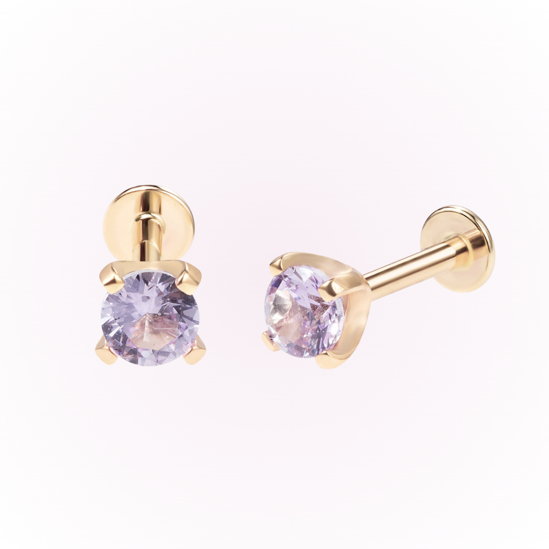 June – Alexandrite Prong Set Threadless Flat Back Stud