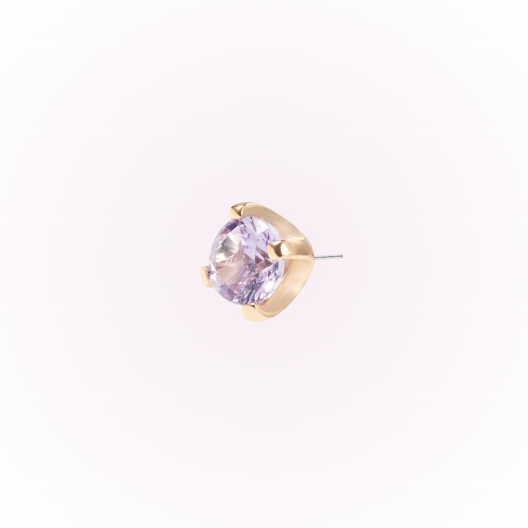 June – Alexandrite Prong Set Threadless Flat Back Stud