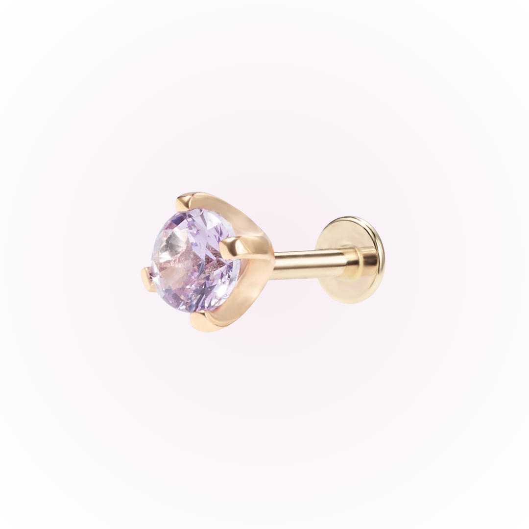 June – Alexandrite Prong Set Threadless Flat Back Stud