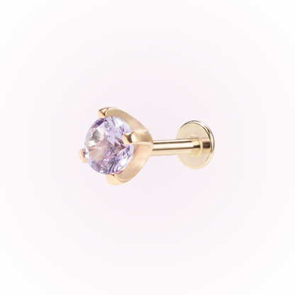 June – Alexandrite Prong Set Threadless Flat Back Stud