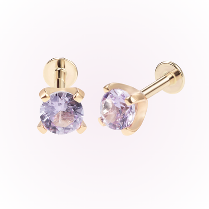 June – Alexandrite Prong Set Threadless Flat Back Stud