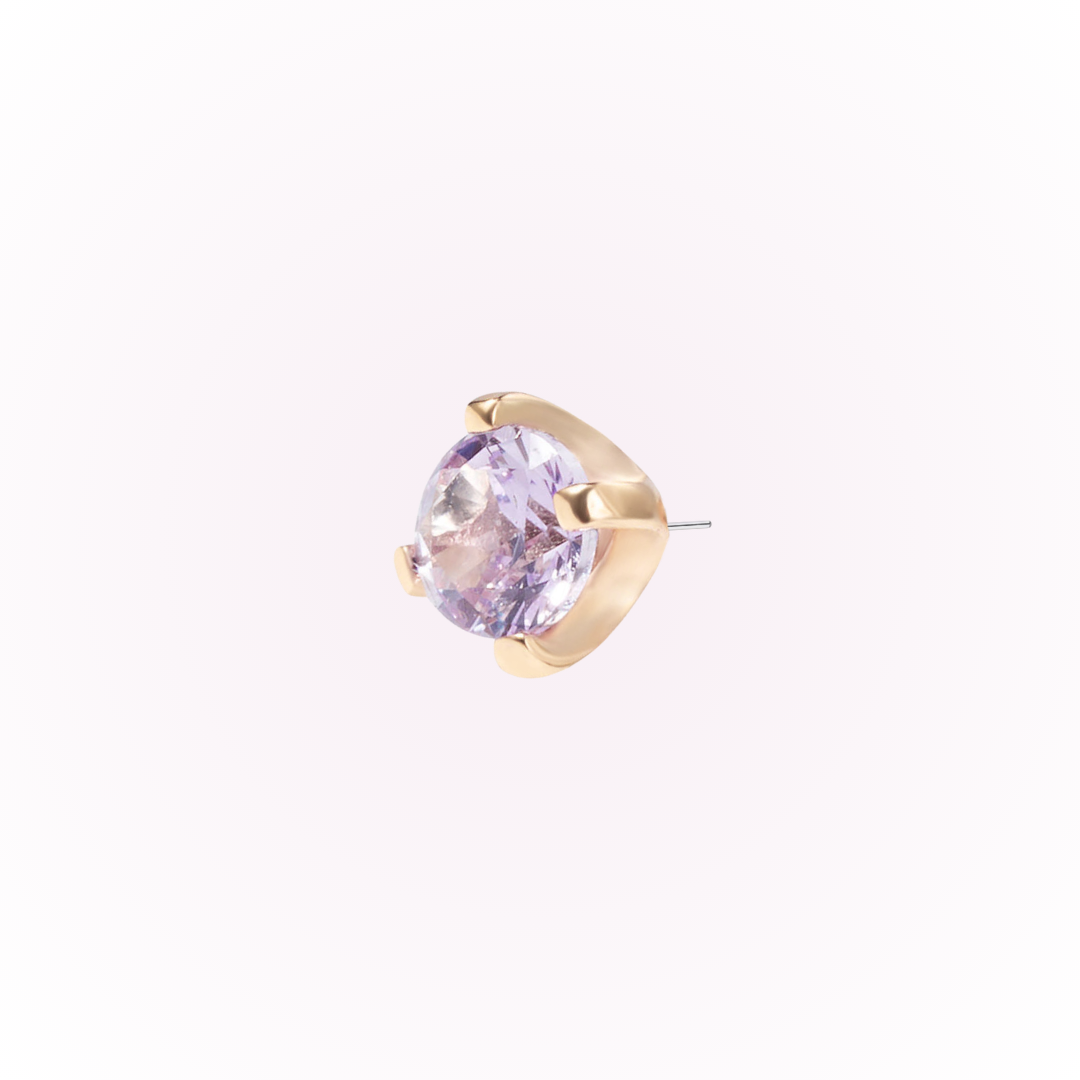 June – Alexandrite Prong Set Threadless Flat Back Stud