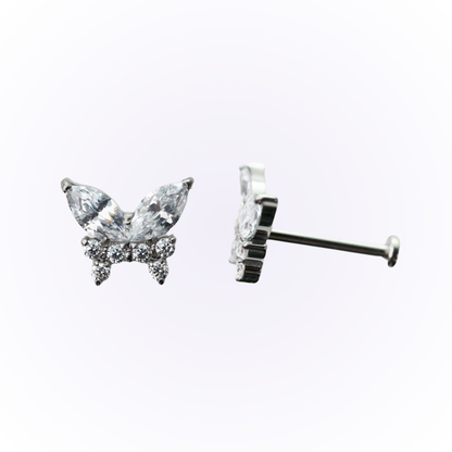Rebirth – Butterfly Cubic Zirconia Threadless Flat Back Stud