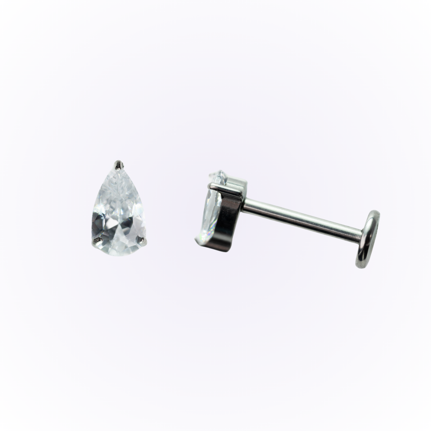 Storm – Pear Cut Cubic Zirconia Threadless Flat Back Stud