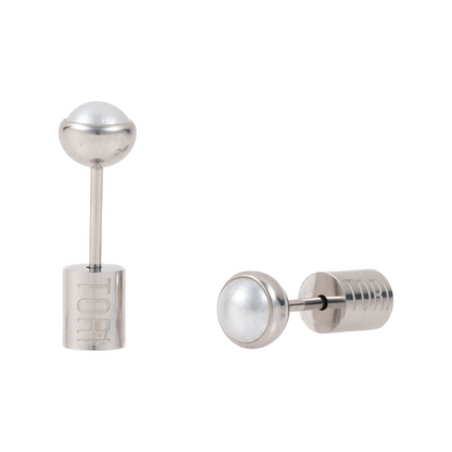 "Mikaela" Pearl in Stainless Steel – Sold as a Pair or Individually