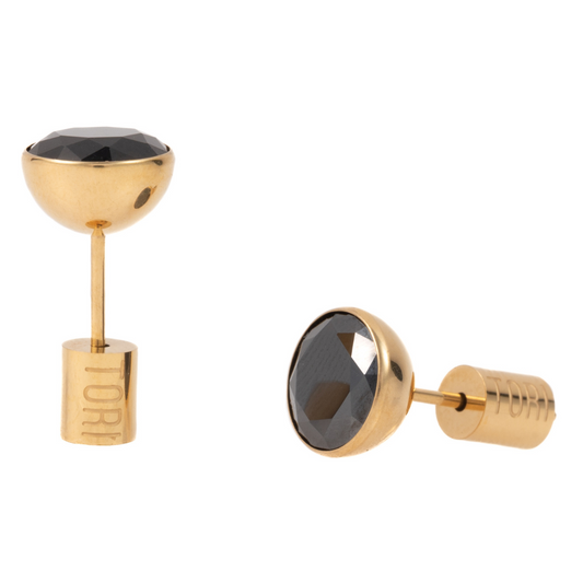 "Mikaela" Black in Gold Plated – Sold as a Pair or Individually