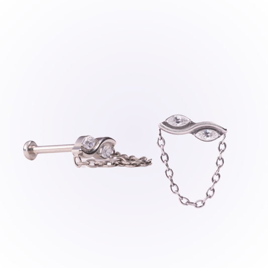 Begin Again – Infinity Chain Cubic Zirconia Threadless Flat Back Stud