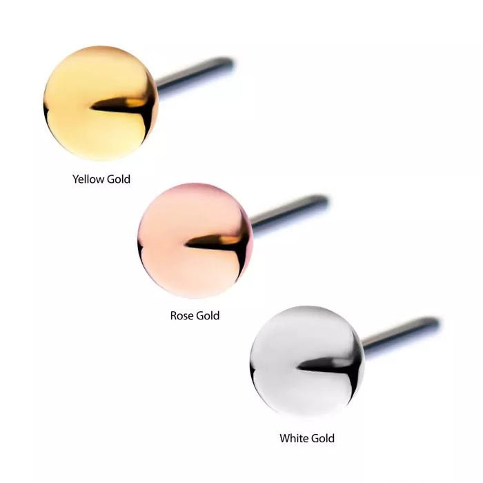 Gold Threadless 3mm Ball - Single Earring