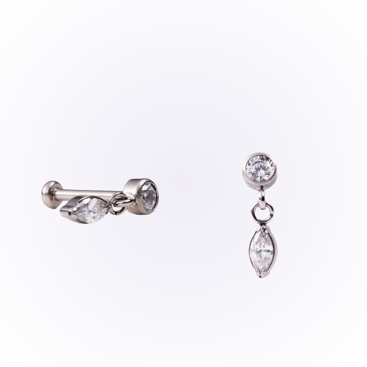 Renewal – Drop Marquise Cubic Zirconia Threadless Flat Back Stud