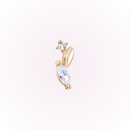 Spring – Leaf Bar Cubic Zirconia Threadless Flat Back Stud