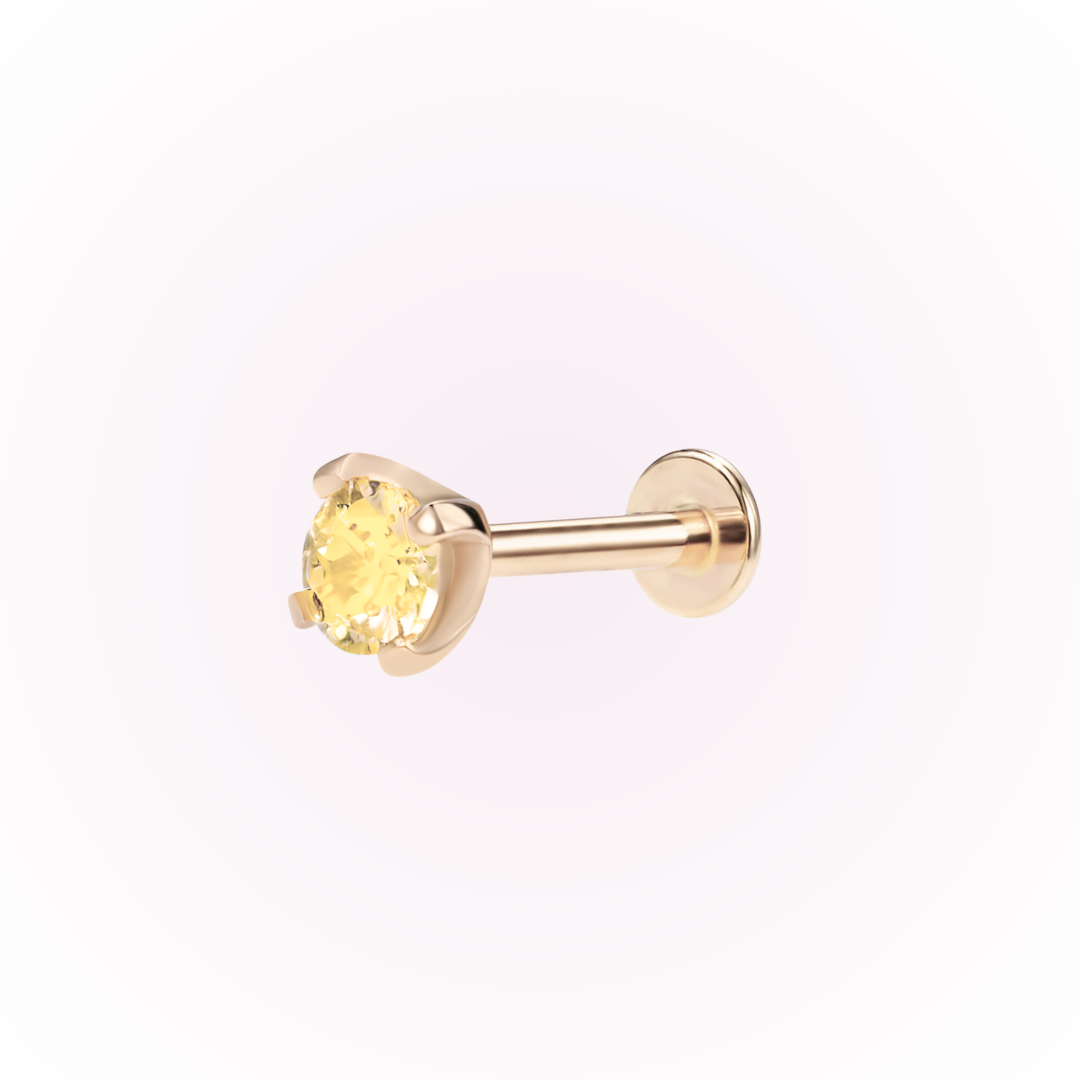 November – Topaz Prong Set Threadless Flat Back Stud