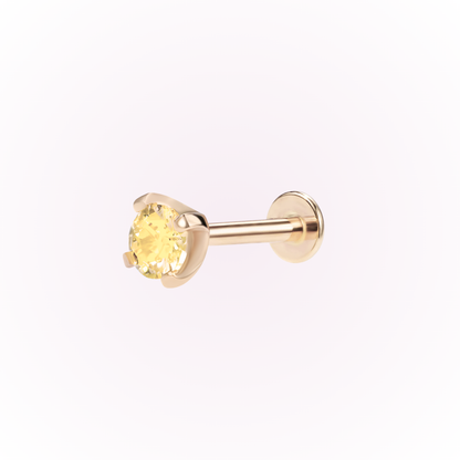 November – Topaz Prong Set Threadless Flat Back Stud