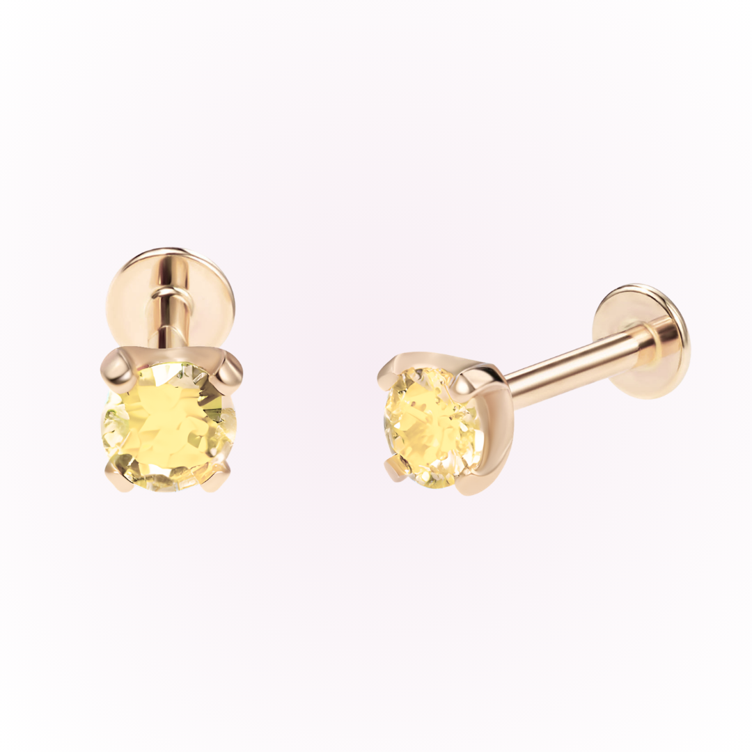 November – Topaz Prong Set Threadless Flat Back Stud