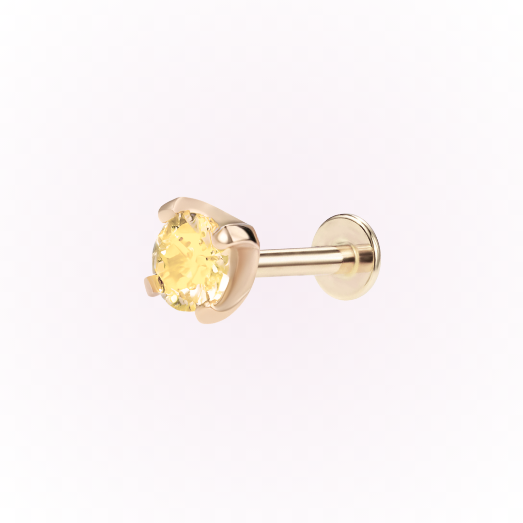 November – Topaz Prong Set Threadless Flat Back Stud