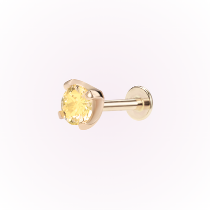 November – Topaz Prong Set Threadless Flat Back Stud