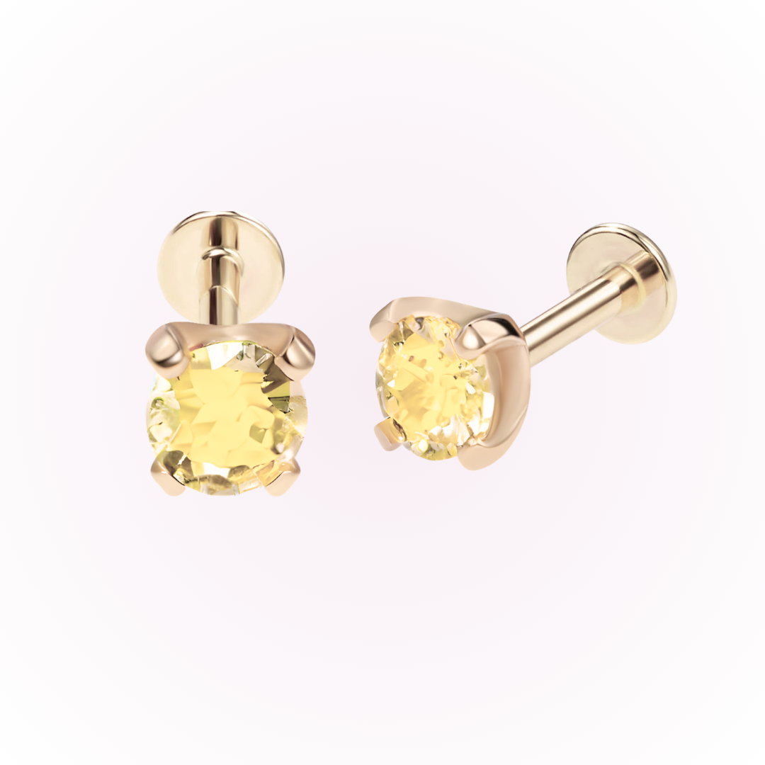 November – Topaz Prong Set Threadless Flat Back Stud