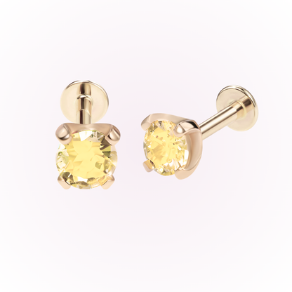 November – Topaz Prong Set Threadless Flat Back Stud