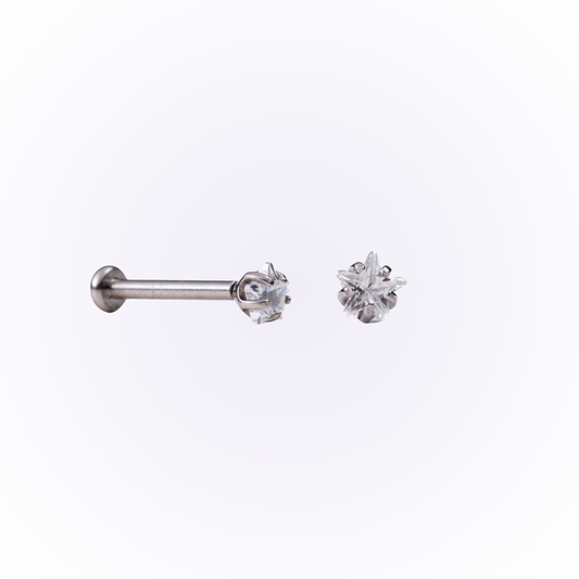 Quartz – Star Cut Cubic Zirconia Threadless Flat Back Stud
