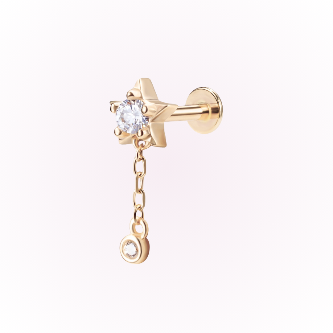 Starfall – Star Drop Cubic Zirconia Threadless Flat Back Stud