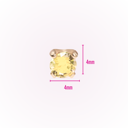November – Topaz Prong Set Threadless Flat Back Stud