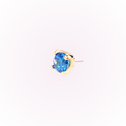 December – Blue Zircon Prong Set Threadless Flat Back Stud