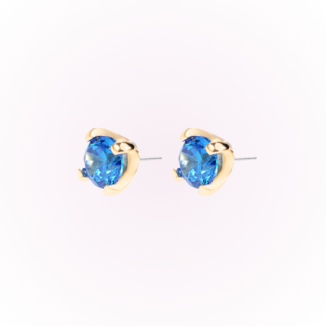 December – Blue Zircon Prong Set Threadless Flat Back Stud