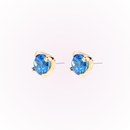 December – Blue Zircon Prong Set Threadless Flat Back Stud
