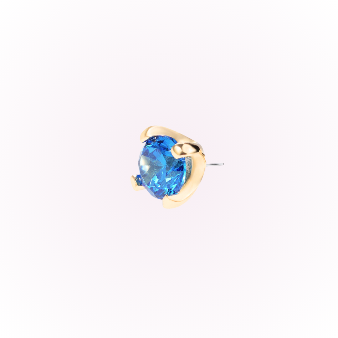 December – Blue Zircon Prong Set Threadless Flat Back Stud