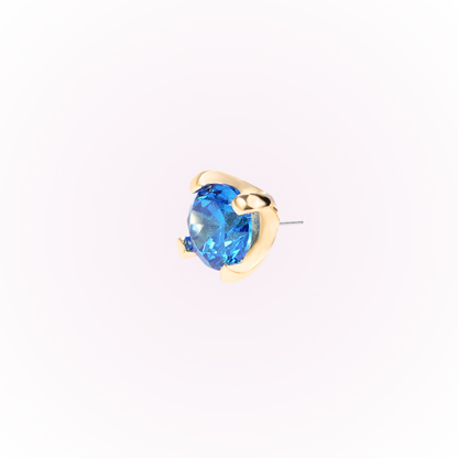 December – Blue Zircon Prong Set Threadless Flat Back Stud