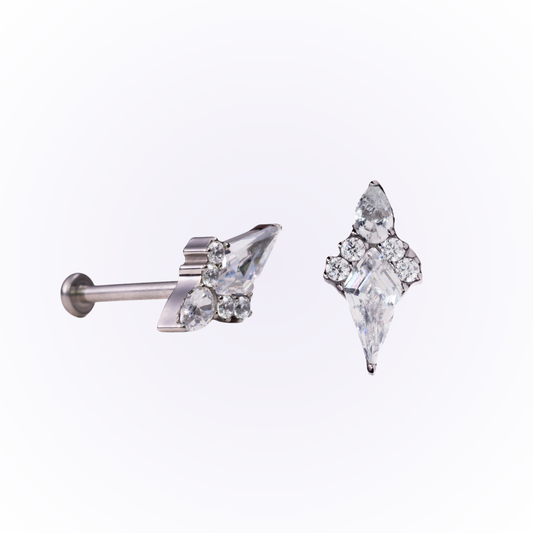Pierce – Mixed Cut Cubic Zirconia Threadless Flat Back Stud