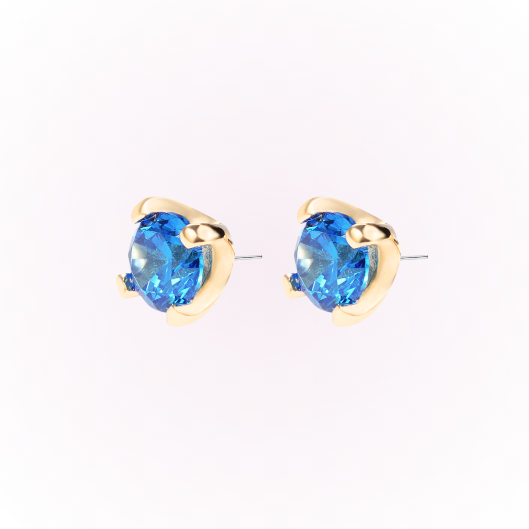 December – Blue Zircon Prong Set Threadless Flat Back Stud