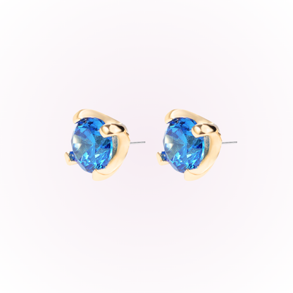 December – Blue Zircon Prong Set Threadless Flat Back Stud