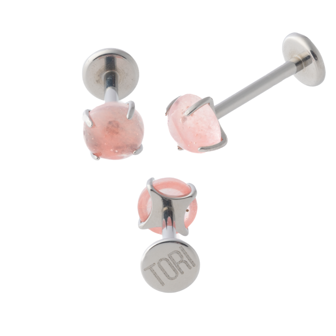 Cherry Quartz (Titanium) - Single Earring