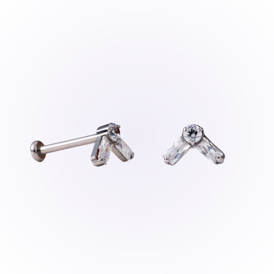 Divergence – L-Shaped Cubic Zirconia Threadless Flat Back Stud
