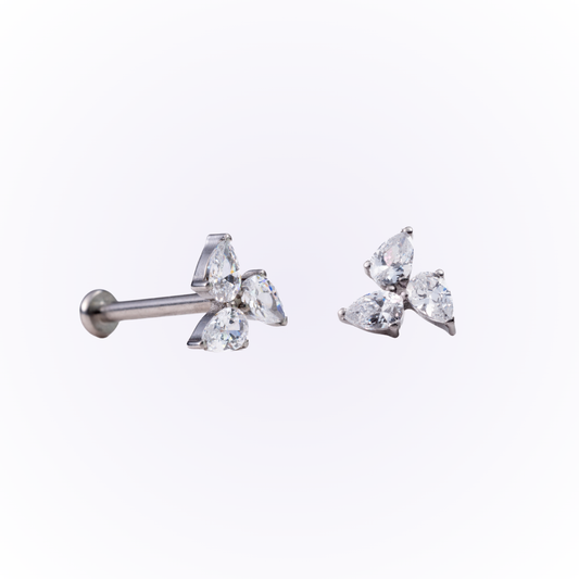 Gale – Pinwheel Pear Cubic Zirconia Threadless Flat Back Stud