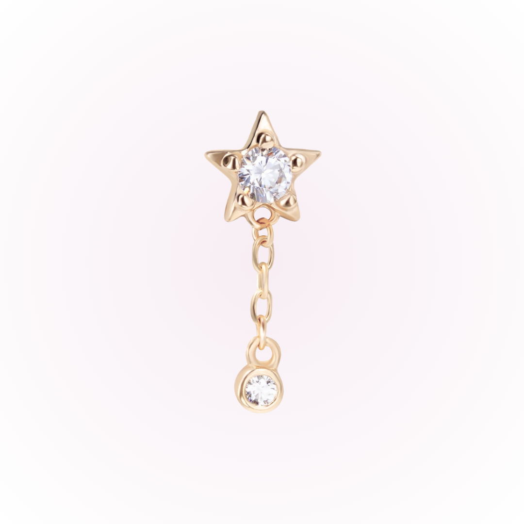 Starfall – Star Drop Cubic Zirconia Threadless Flat Back Stud