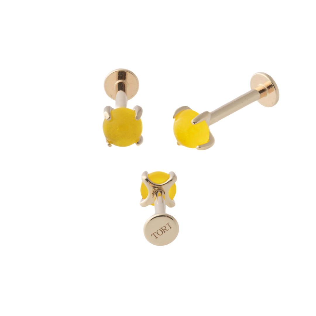 Yellow Agate (14k) - Single Earring