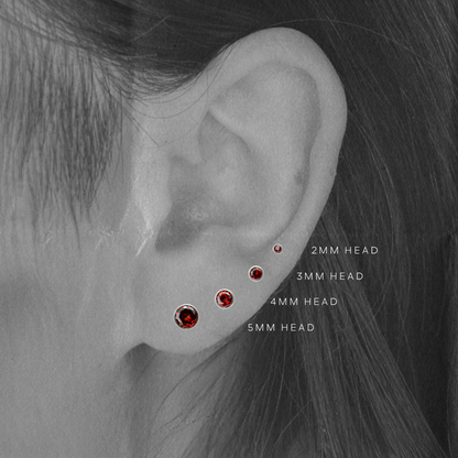 Ember – Bezel Set Blood Orange Cubic Zirconia Threadless Flat Back Stud