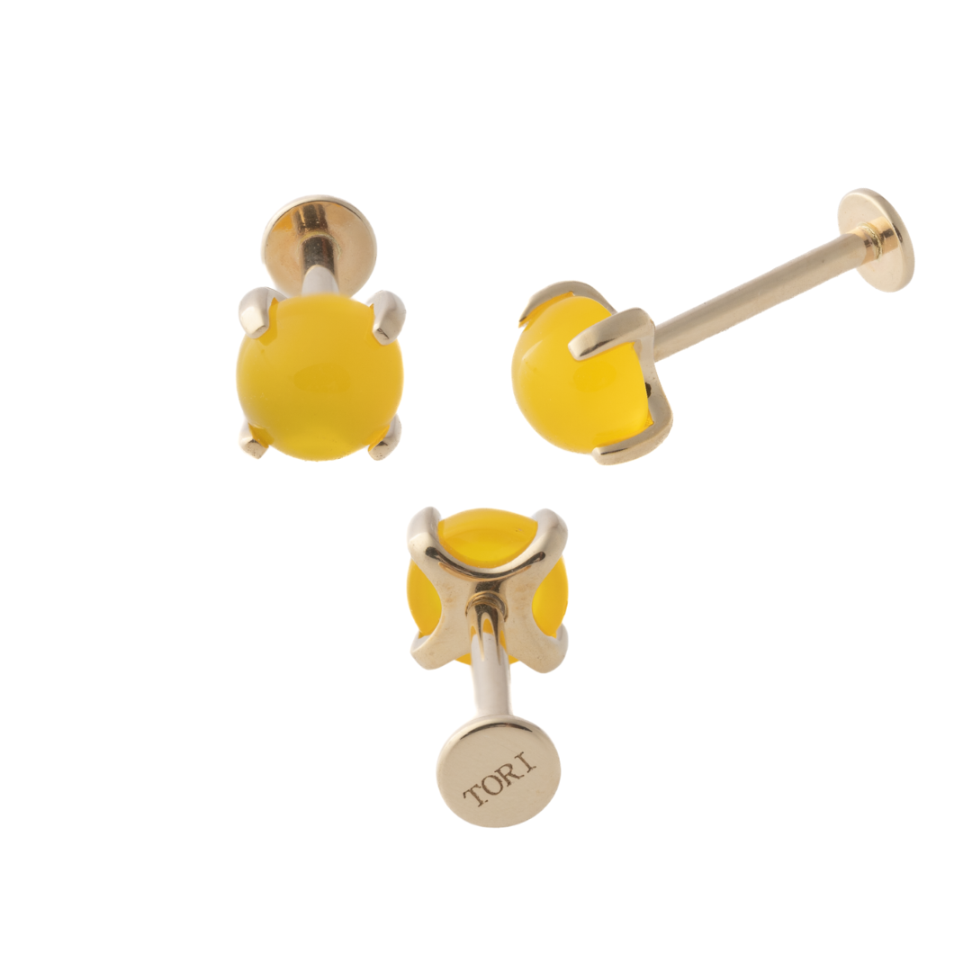 Yellow Agate (14k) - Single Earring