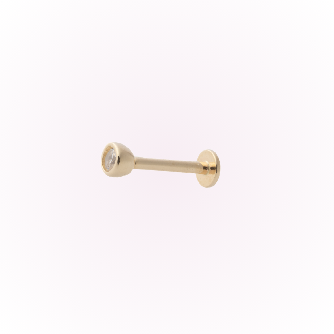 Bisel minimalista en oro amarillo – Tornillo plano sin rosca