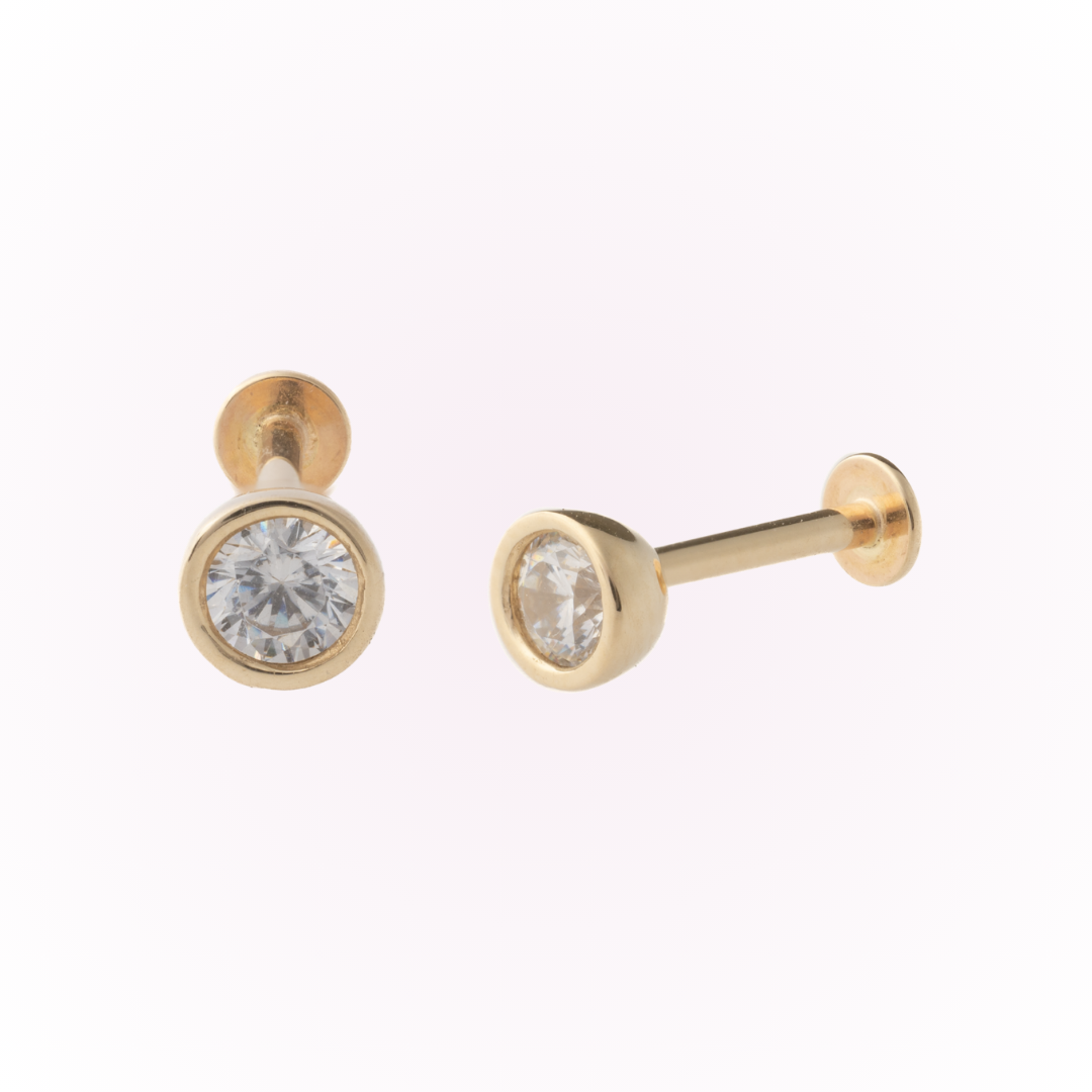 Bisel minimalista en oro amarillo – Tornillo plano sin rosca