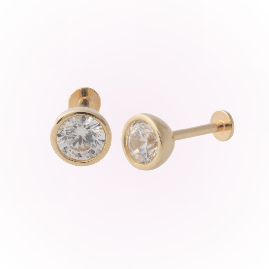 Bisel minimalista en oro amarillo – Tornillo plano sin rosca