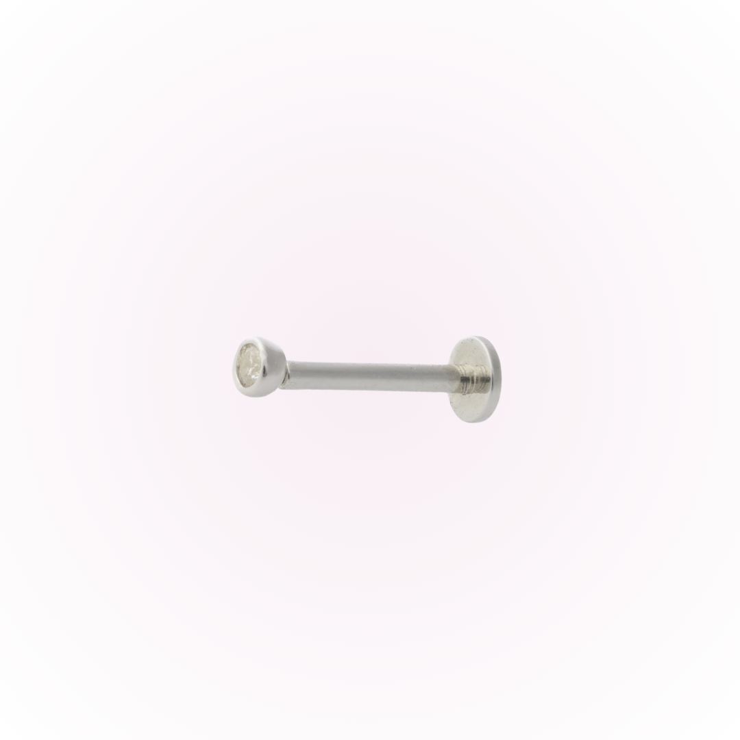 Bisel minimalista en oro blanco – Tornillo plano sin rosca