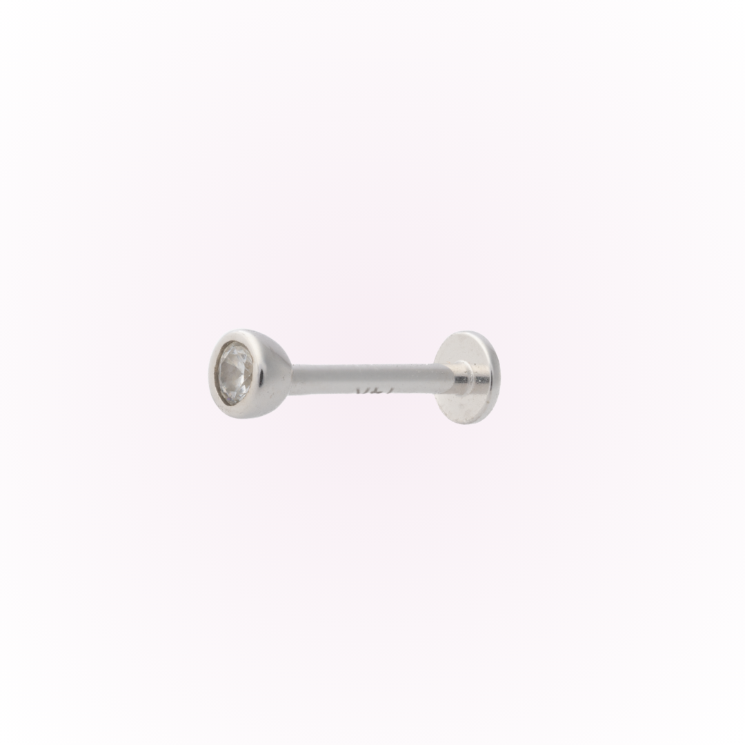 Bisel minimalista en oro blanco – Tornillo plano sin rosca