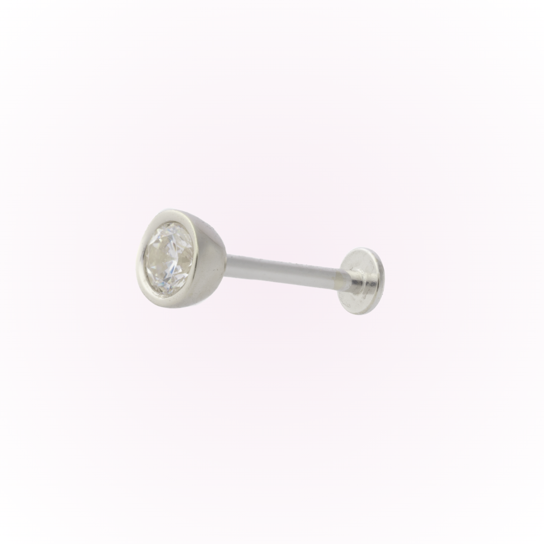 Bisel minimalista en oro blanco – Tornillo plano sin rosca